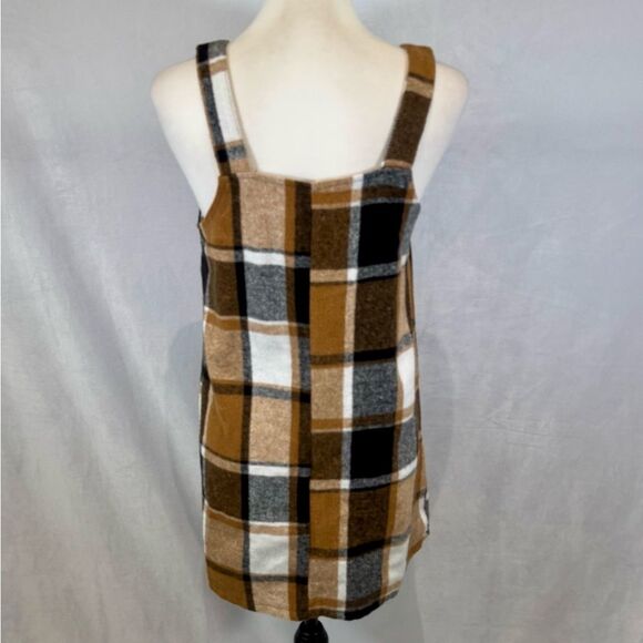 Plaid all over print black and brown sleeveless dress size small - Picture 6 of 9